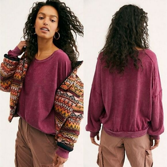 NEW $68 Free People 213 Tee Sweet Myrtle - Picture 1 of 10